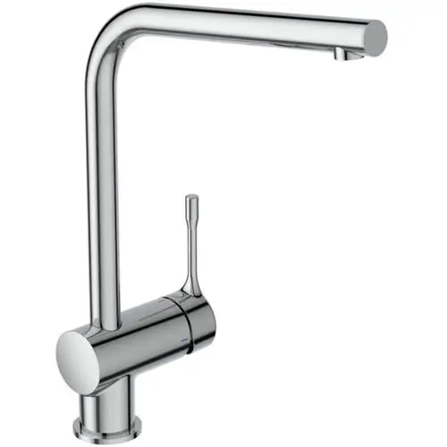 Küchenarmatur in Chrom von Ideal Standard mit hohem Auslauf. Der Griff zur Temperatur- und Wassermengenregulierung ist gut sichtbar.